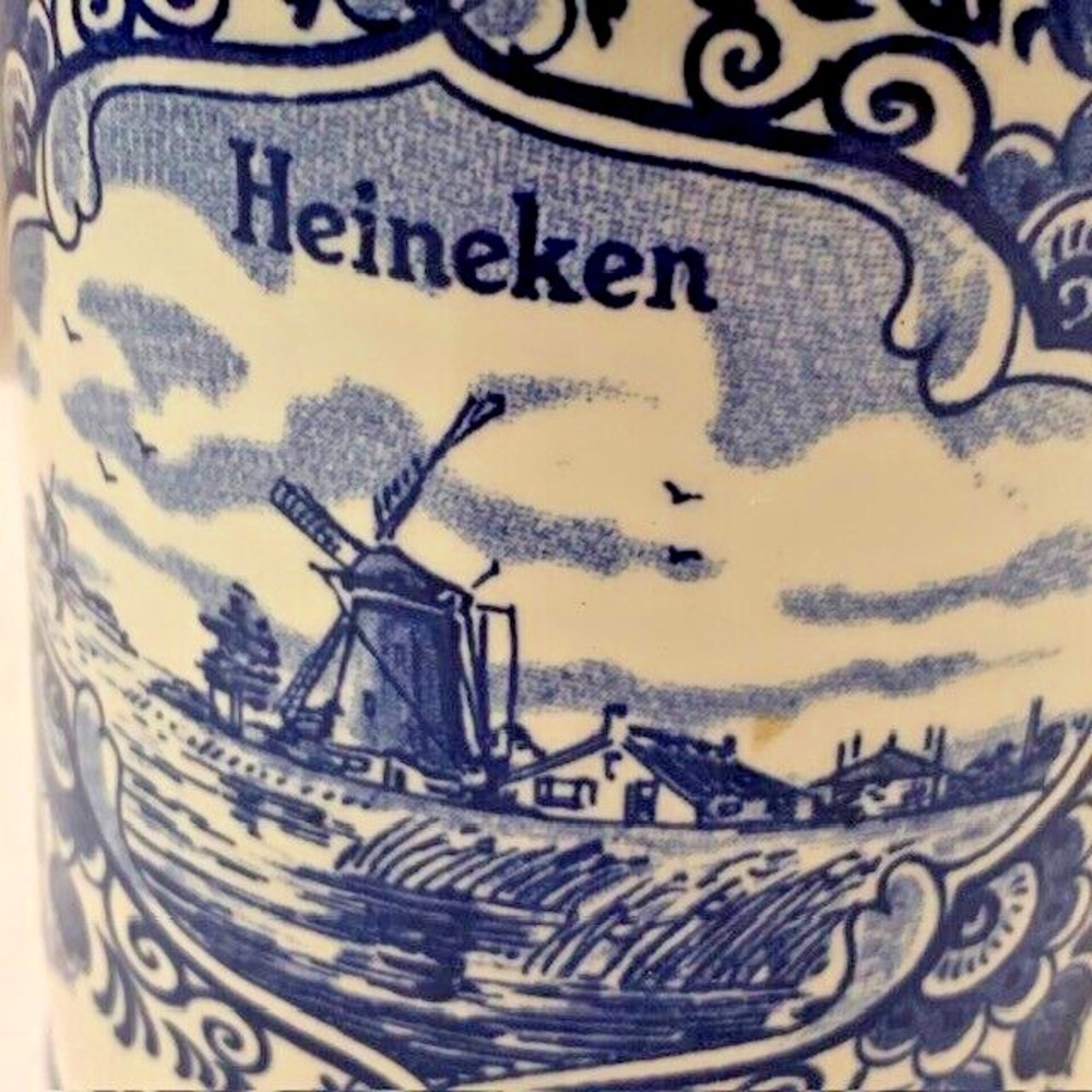 VTG Delft Mug Blue Hand Painted Windmill Cottage Shabby Coastal Decor Retro LRG - Picture 10 of 14